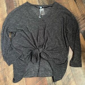 Women's gray knotted blouse
